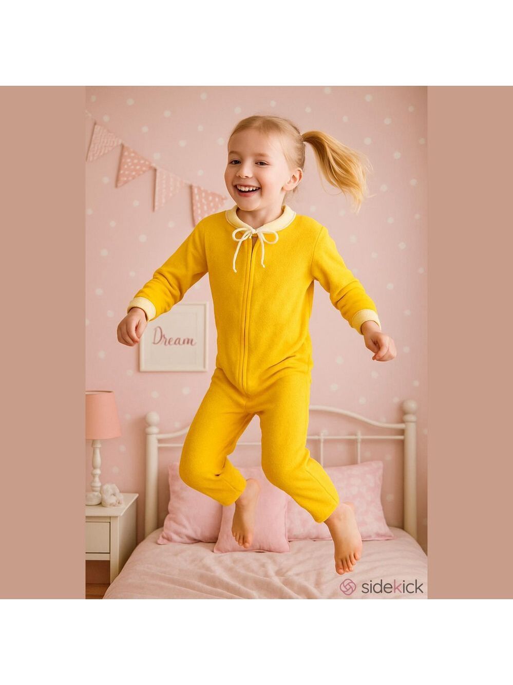 Vintage 70s 80s JCPenney Yellow Terrycloth Onesie Pajamas Medium